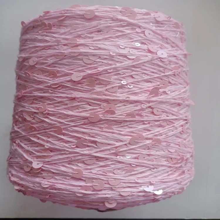 Dark Pink Sequin Sparkle Yarn Fantasy Thread Polyester Lace Lame Fancy Yarn