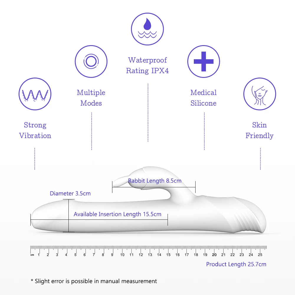 
DRYWELL Medical Soft Silicone Rabbit Vibrator Adult Sex Toys For Women and Couple Vagina G Spot Clitoris Vibrator 