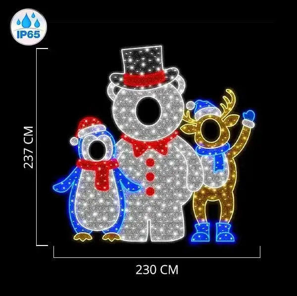 2D Christmas Selfie Station LED Lighting Polar Bears