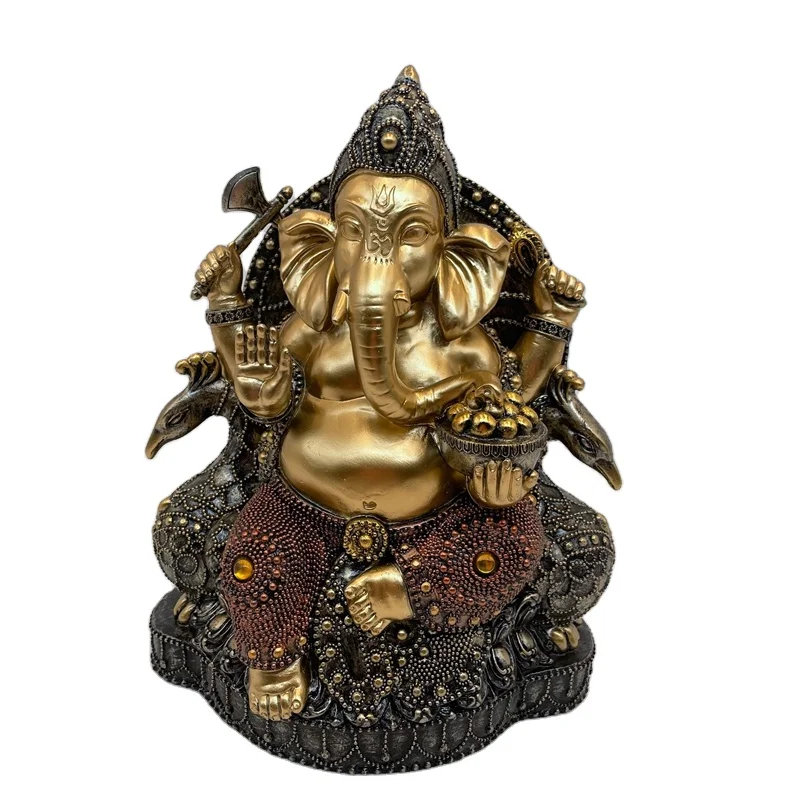 High-Grade Ganesh Statue poly ganesh peacock chair Resin furnishing articles