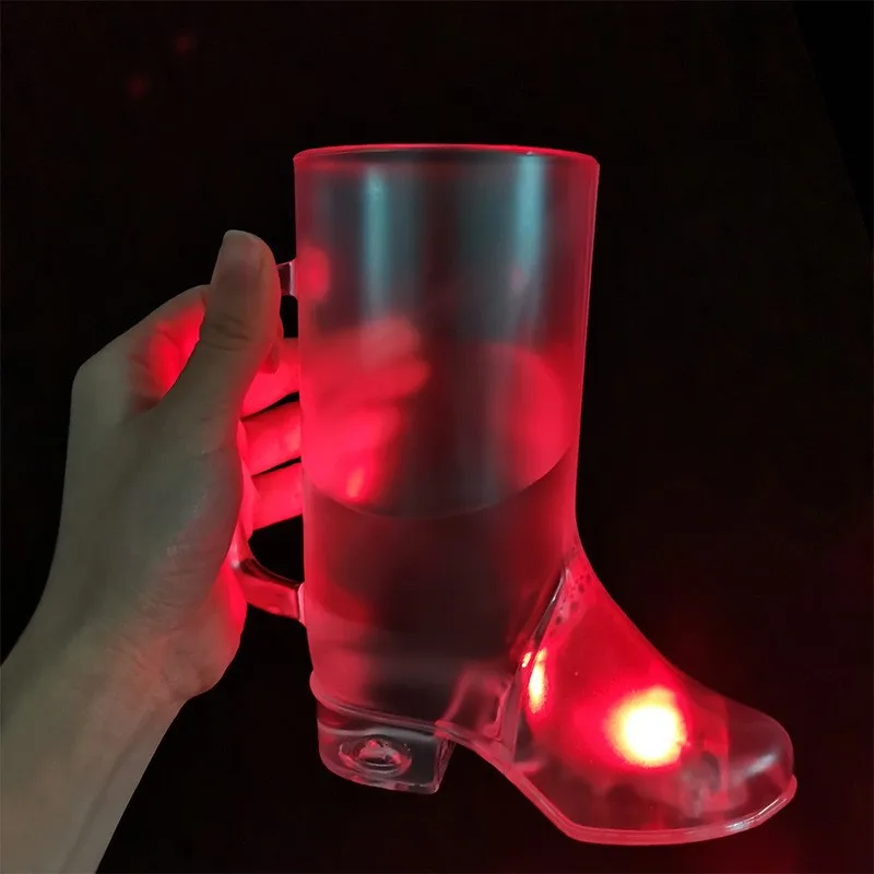 LED Light Up 16 oz Plastic Cowboy Boot Drinking Glass Cup for Birthdays Celebrations Home Barware