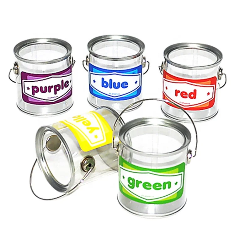 Custom cylinder pvc pet round transparent candy tins boxes with tin lid
