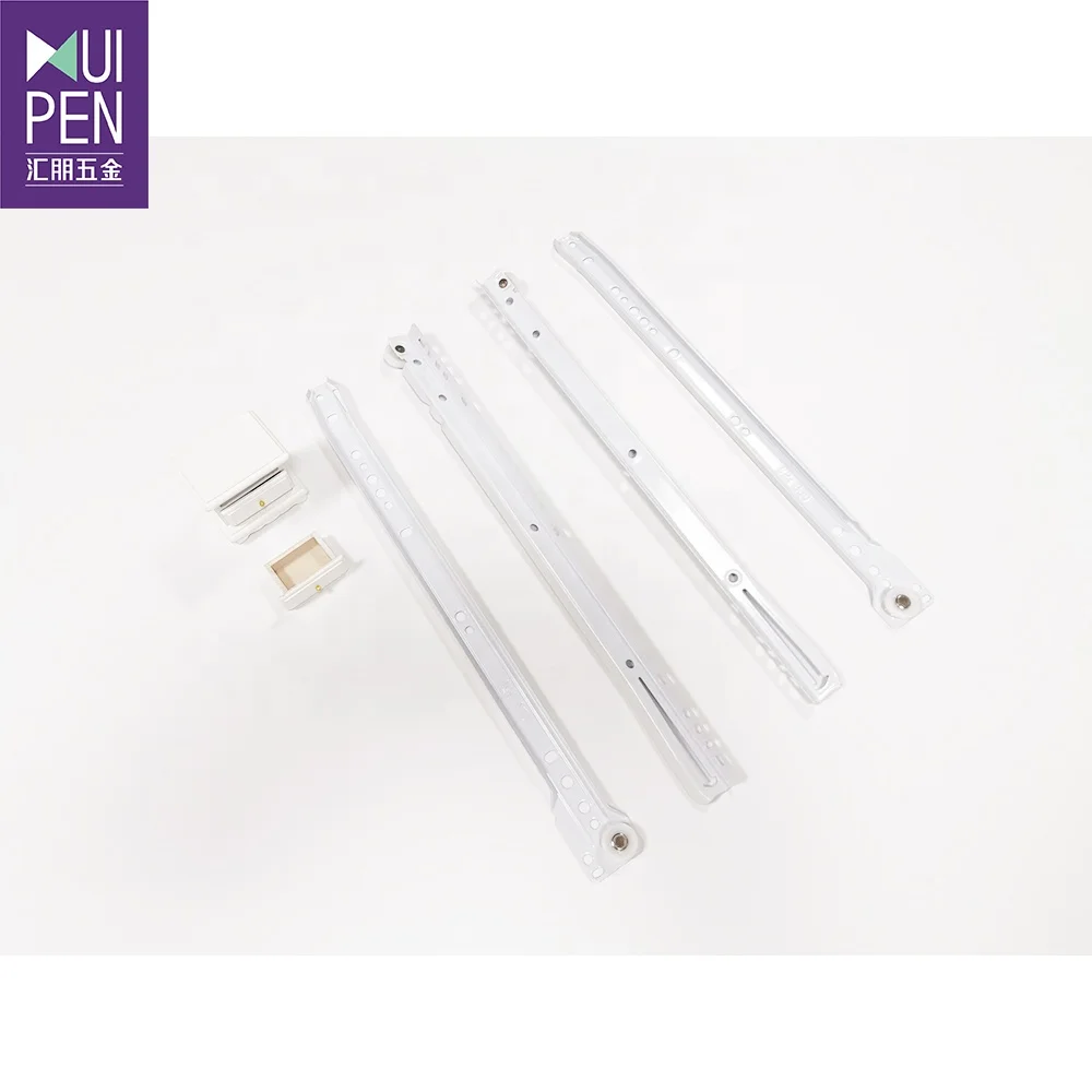 Factory price sliding channel paint coat drawer slides with White Nylon Wheel FGV type drawer rebound sliding runner self closed