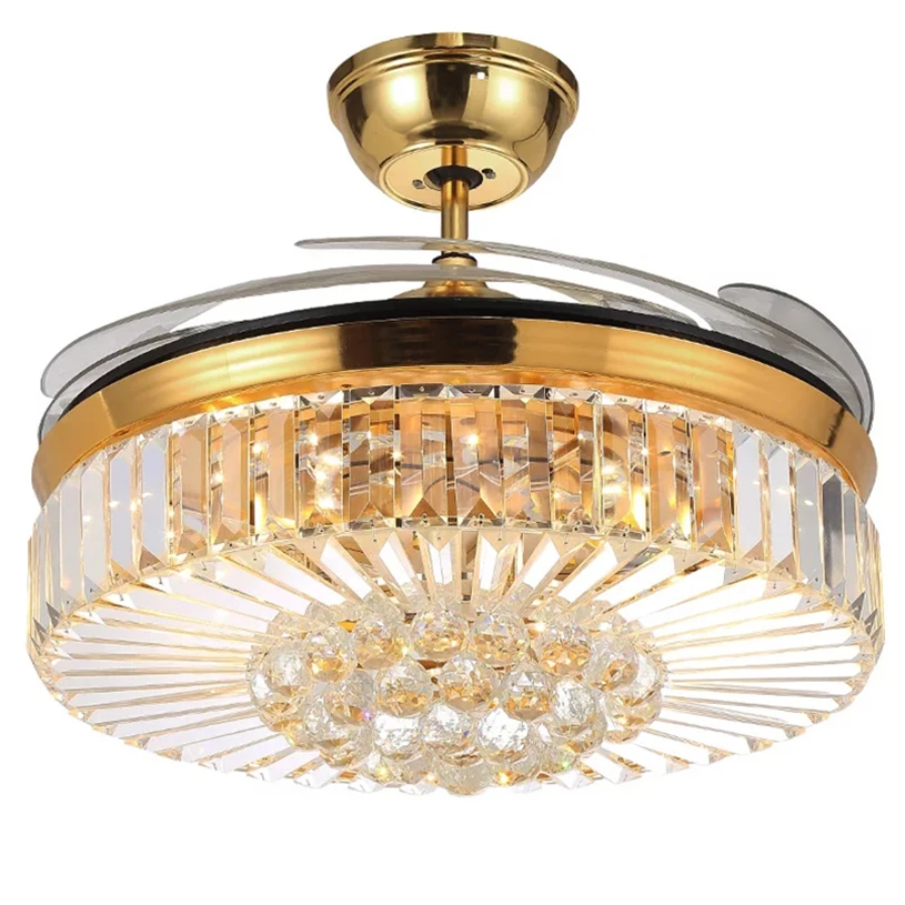 Fashionable Universal  Design Modern 42-inch Invisible Ceiling Fan Chandelier with Light Led Lamp 3 Light Color