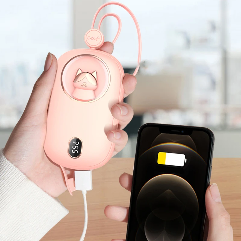 Cold winter USB hands warmer portable hands warmer with lanyard Outdoor hands heater USB type C powred