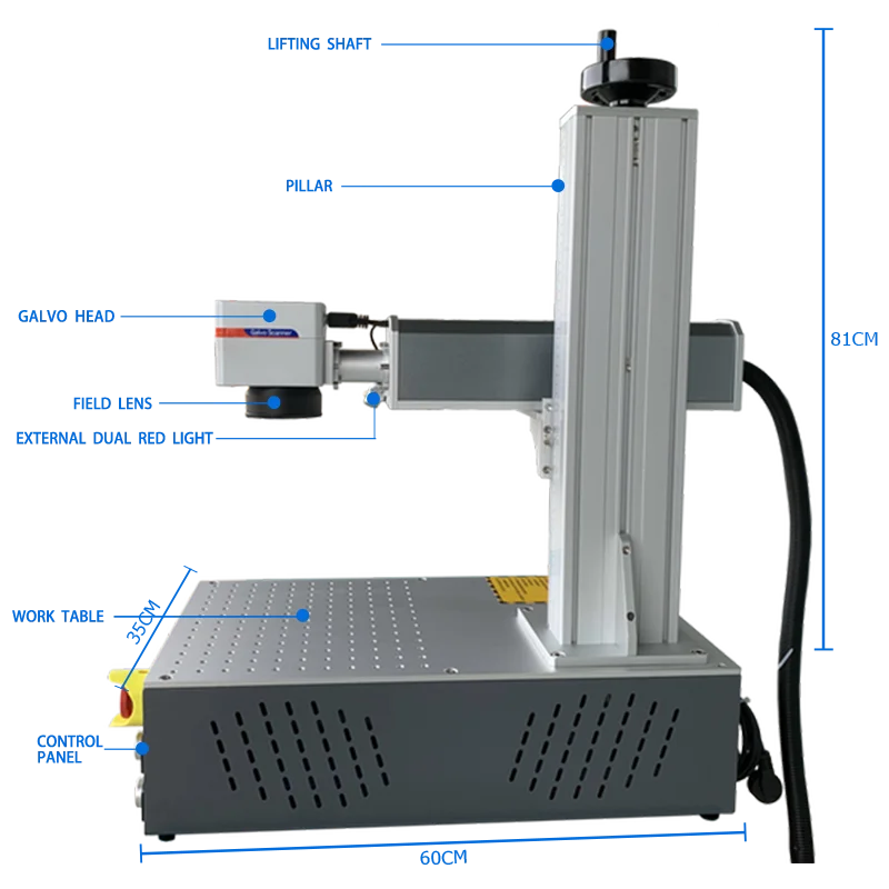 20W/ 30W/ 50W desktop fiber laser marking machine for taking off mirror mercury mirror paint stripping machine