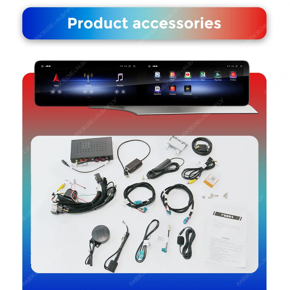 Navifly NF 12.3inch 1920*720 screen Car-play auto GPS navigation 8+128G for benz C/GLC 2015-2020 MTK8667 Car navigation system