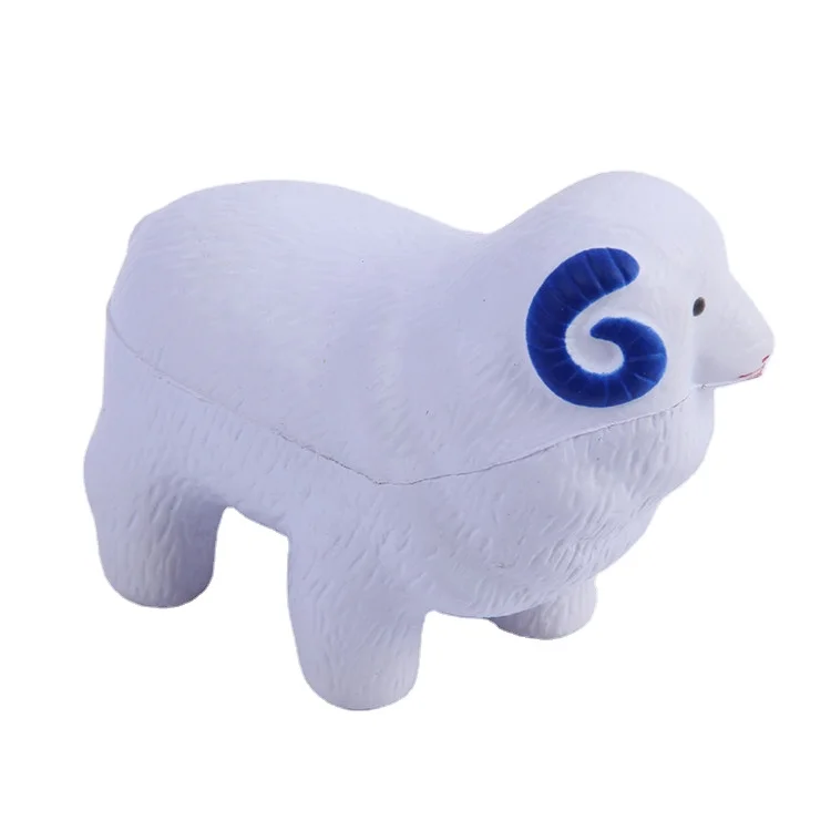 PU Foam Toys Animal Goat Shaped Promotional Soft Stress Ball For Kids