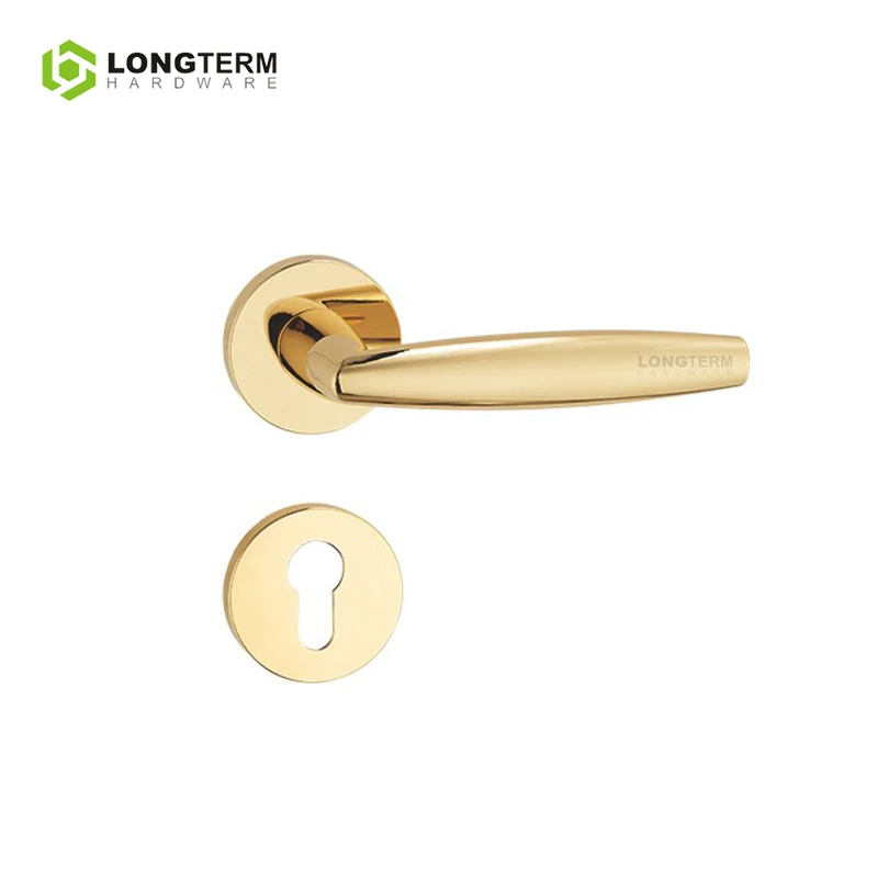 Factory Zinc Alloy Golden Black Interior Door Handles Lever Lock Modern Luxury Handle Door Lock Set for Wooden Doors
