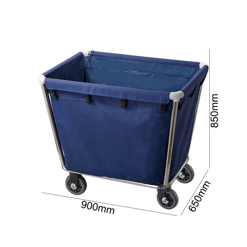 O-cleaning Commercial Stainless Steel Room Service Utility Cart Hotel Housekeeping Laundry Hamper Trolley for Dirty Clothes