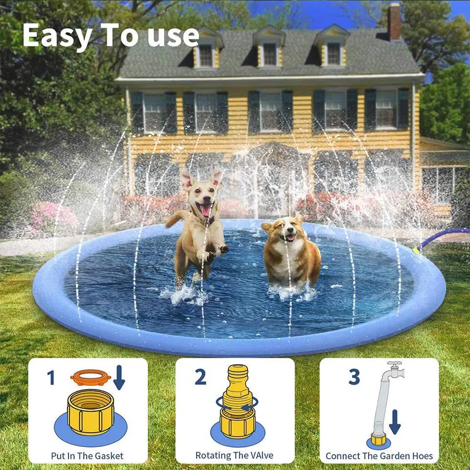 Outdoor Water Inflatable Toys Dog Bath Pool Thickened Durable Bathing Tub Dog Splash Sprinkler Pad