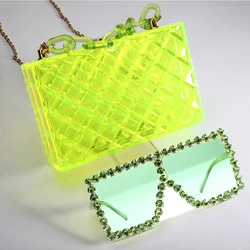 Cute Transparent Acrylic Shoulder Bag Clear Crossbody Evening Clutch Jelly Purse Handbag Gold Chain For Women