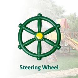 Kids Playground Swing Set Accessories-Climbing Holds With Rope-Metal Monkey Bar-Steering Wheel, Periscope, Telephone