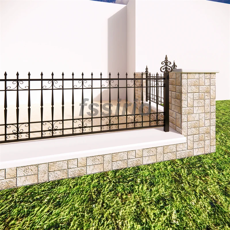 European Style  Railing Steel Rods Railing  Wrought Iron Balcony Systems Outdoor Balcony Fencing