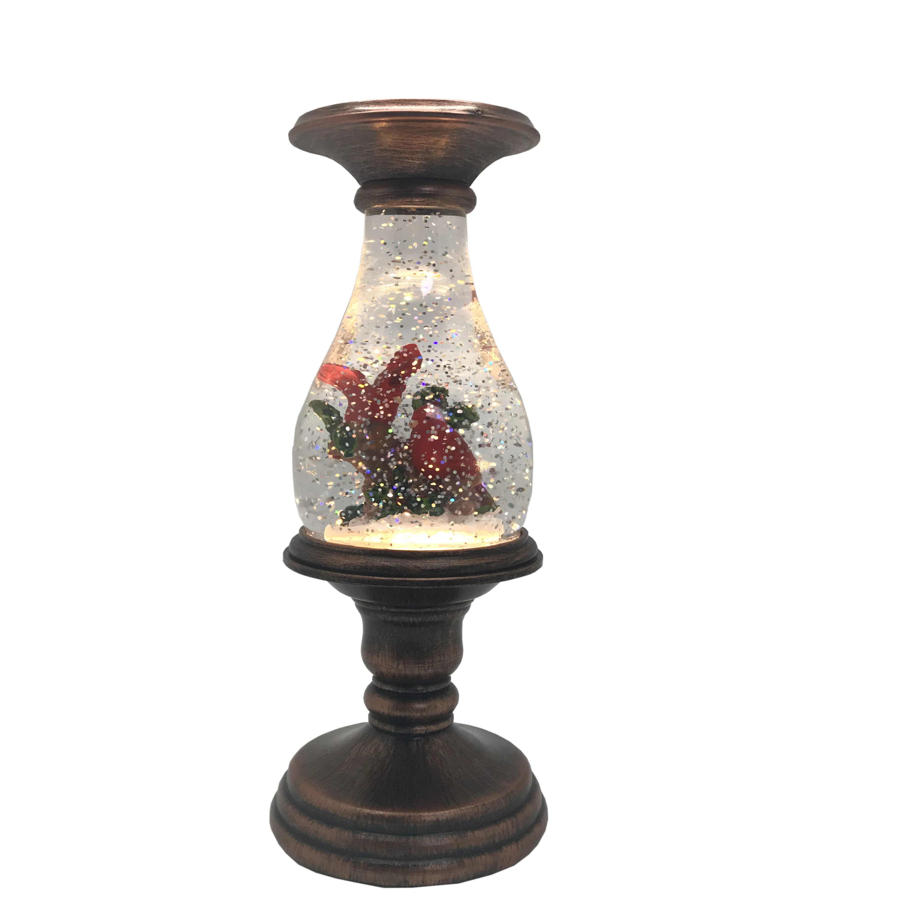 Souvenir Use and Artificial Style custom LED Snowing Santa Play Snow Water Lantern For Christmas