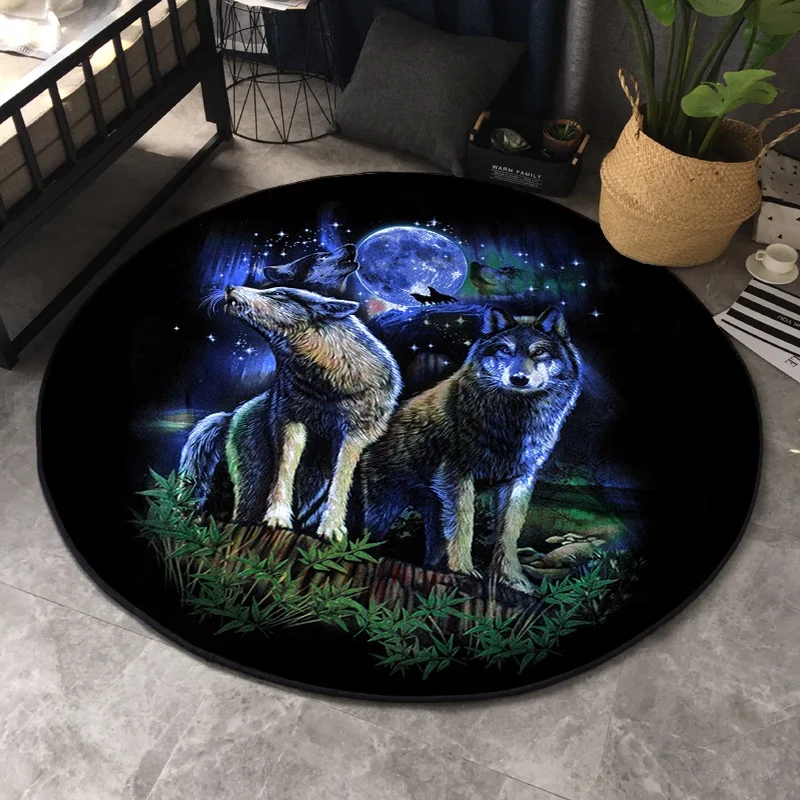 
Wolf pattern personality new round drums floor mat musical instrument mat electronic drum rug can be customized 