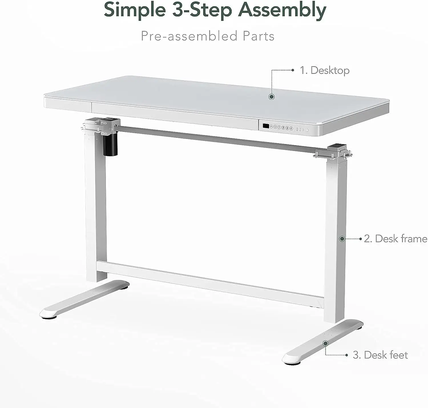 Single Motor Glass Electric Sit Standing Desk with Drawers Height Adjustable Electric Stand Up Desk Home Office Computer Table