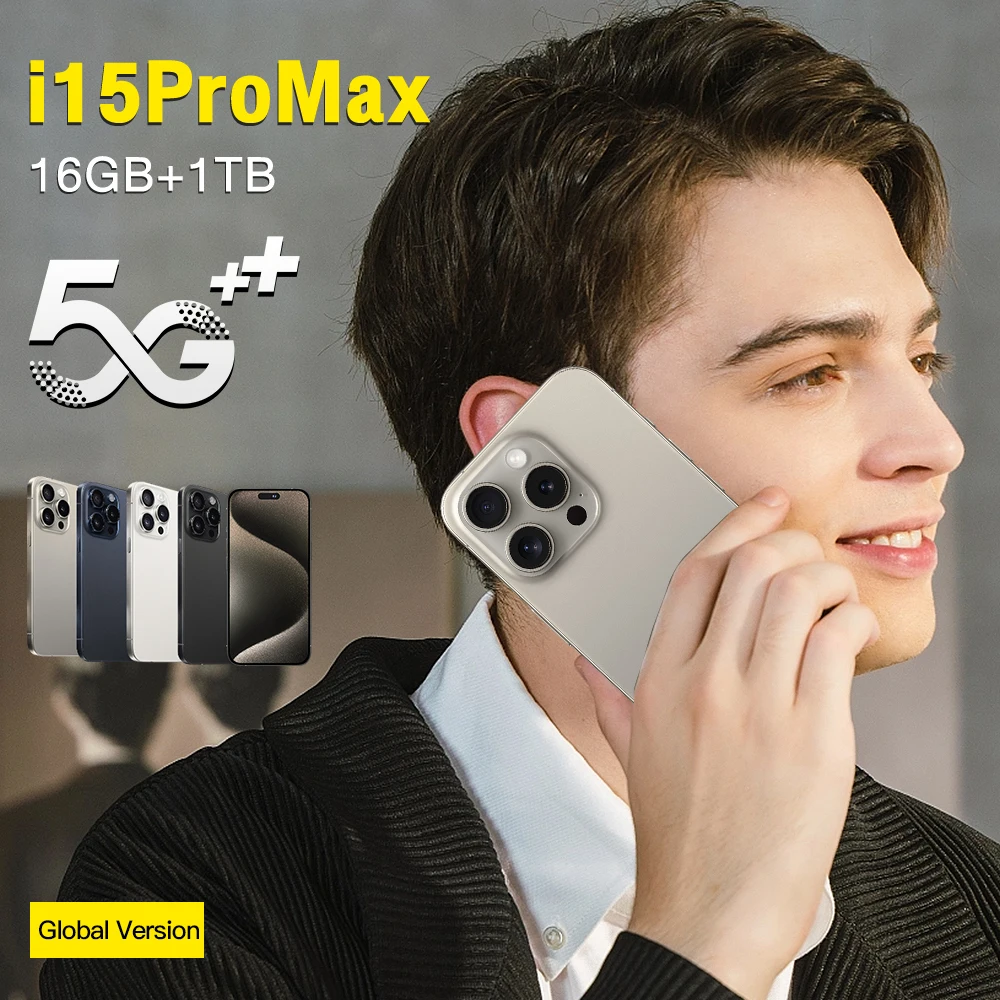 Newest Phone 15 pro max nuevo original 12+512GB 5g 6.7inch Screen Dual Sim Card I 15 phone 15 Pro Max 5g De Smartphones