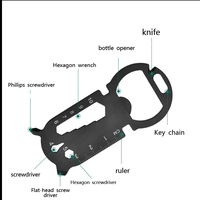 Manufacturers wholesale outdoor multi-functional EDC tool card creative bottle opener keychain portable multi-purpose tools