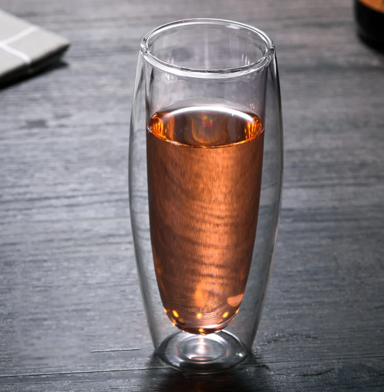 
240ml 8oz Double Wall Wine Glass Bottle Insulated Champagne Glass Tumbler Cup Crystal Glass Bottle 