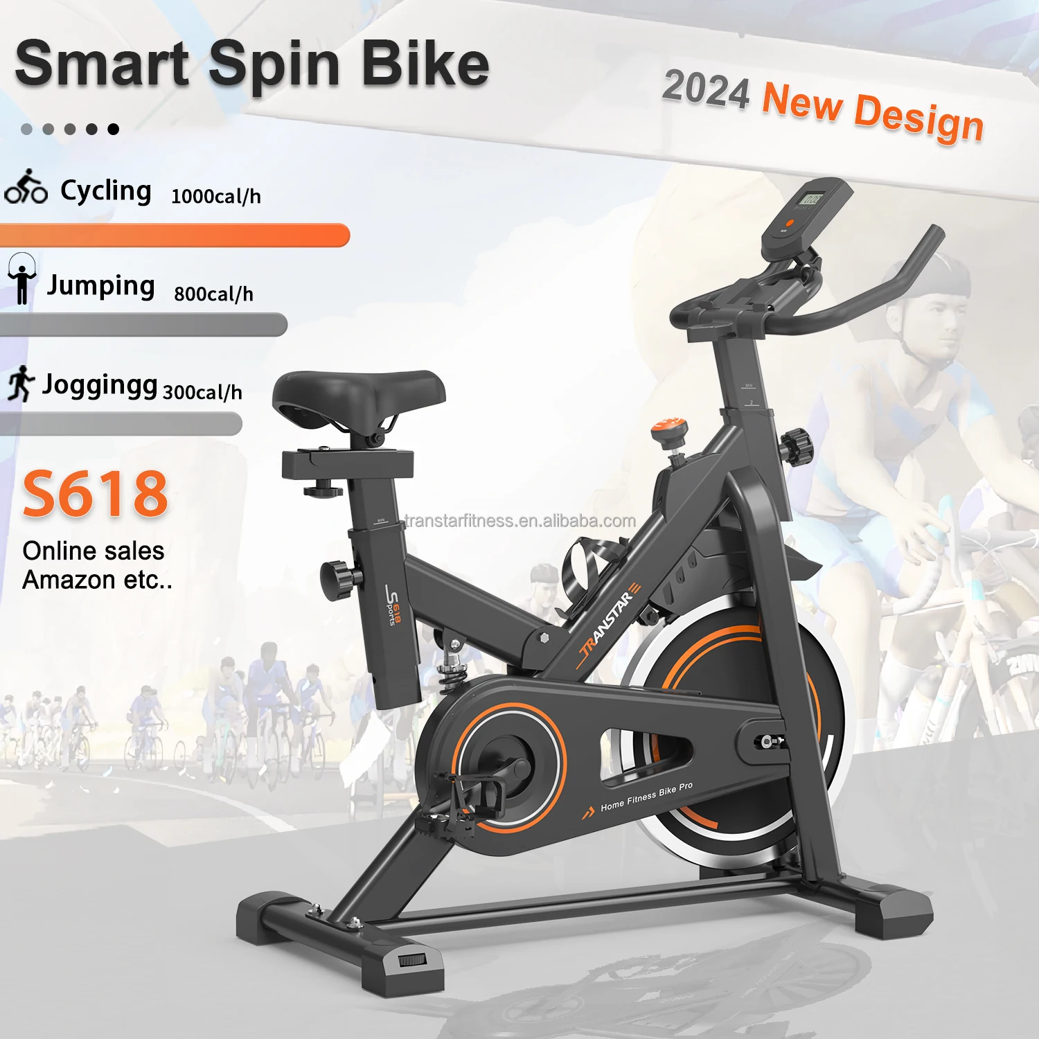 Transtar Fitness Magnetic Belt Drive Indoor Cycling Bike With Bluetooth App Zwift Kinomap