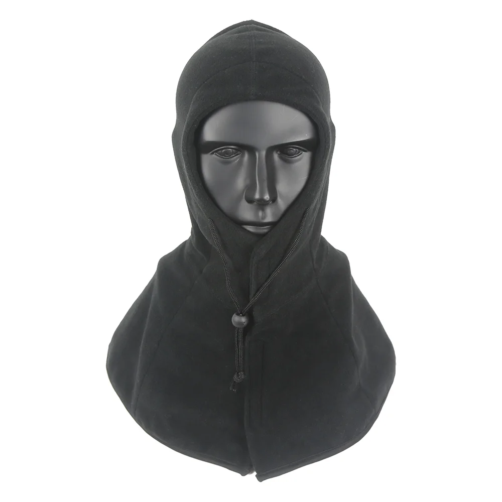 Long Neck Warmer Polar Fleece Double Sides Ski Face Mask Balaclava Hoodie with Elastic Draw Cord for Winter Outdoors