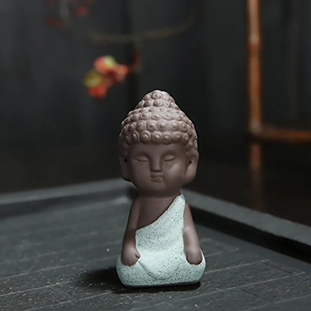 
Set of 4 Ceramic Cute monks Ornament Small Buddha Statues 