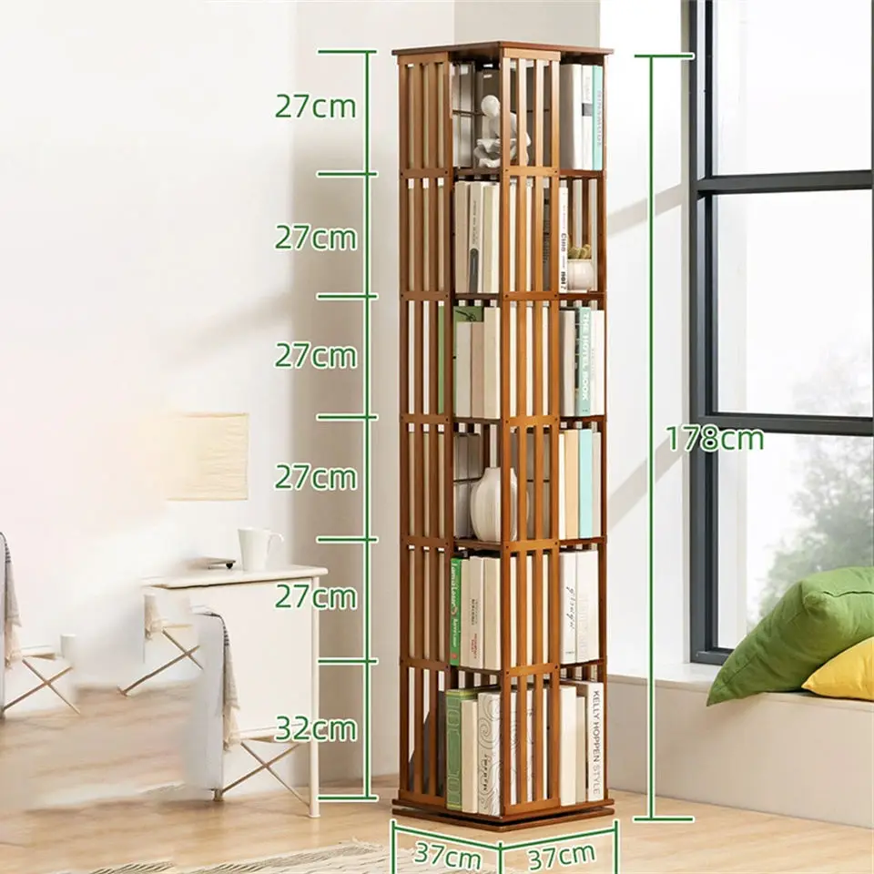 Bamboo Desk revolve Floor Standing 360 Degree Rotating Corner Desk Storage Organizer