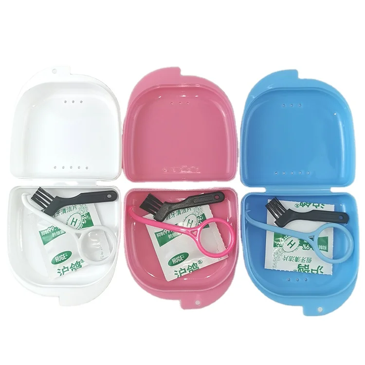 Wholesale Colorful Plastic Tooth Box/ Dental Containers/ Denture Case Set