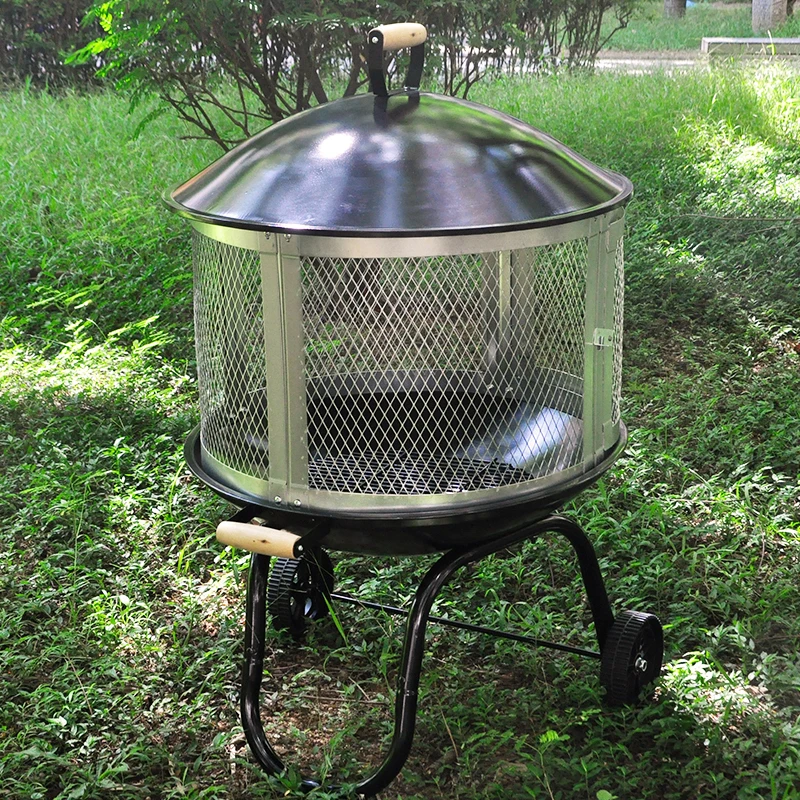 MEIJI Лидер продаж барбекю на древесном угле подвижные колеса 28 дюймов деревянная ручка уличный гриль