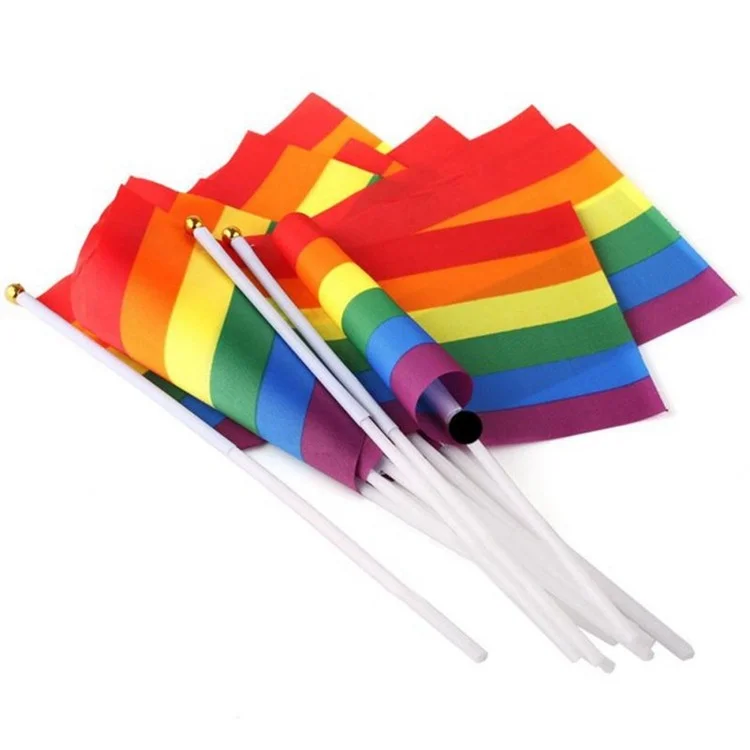 Rainbow Hand Flag LGBT Gay Pride  Polyester Printed Bisexual Tansgender Pansexual Flags And Banners With Flag Poles