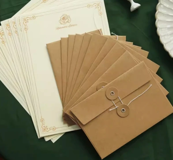 Kraft Paper Envelope with Zip Ties and Buttons, logo and Text Added
