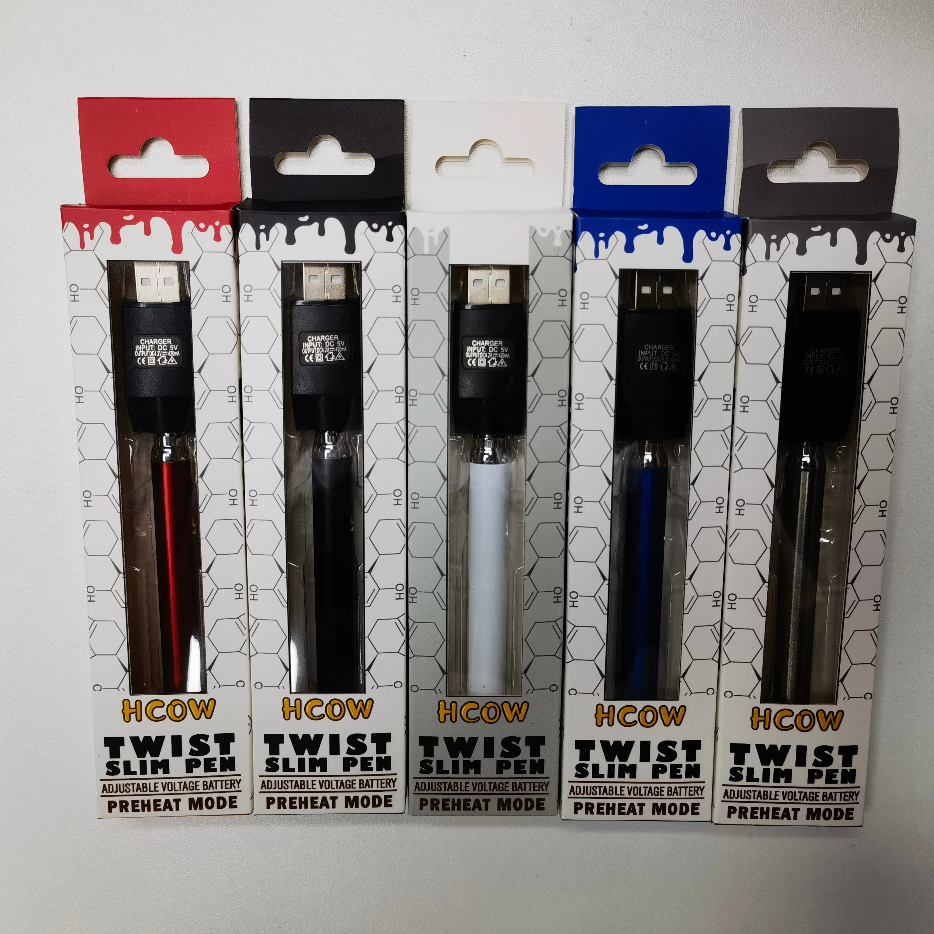 
twist 510 thread with charger 2020 preheat battery vaping smoking pen 