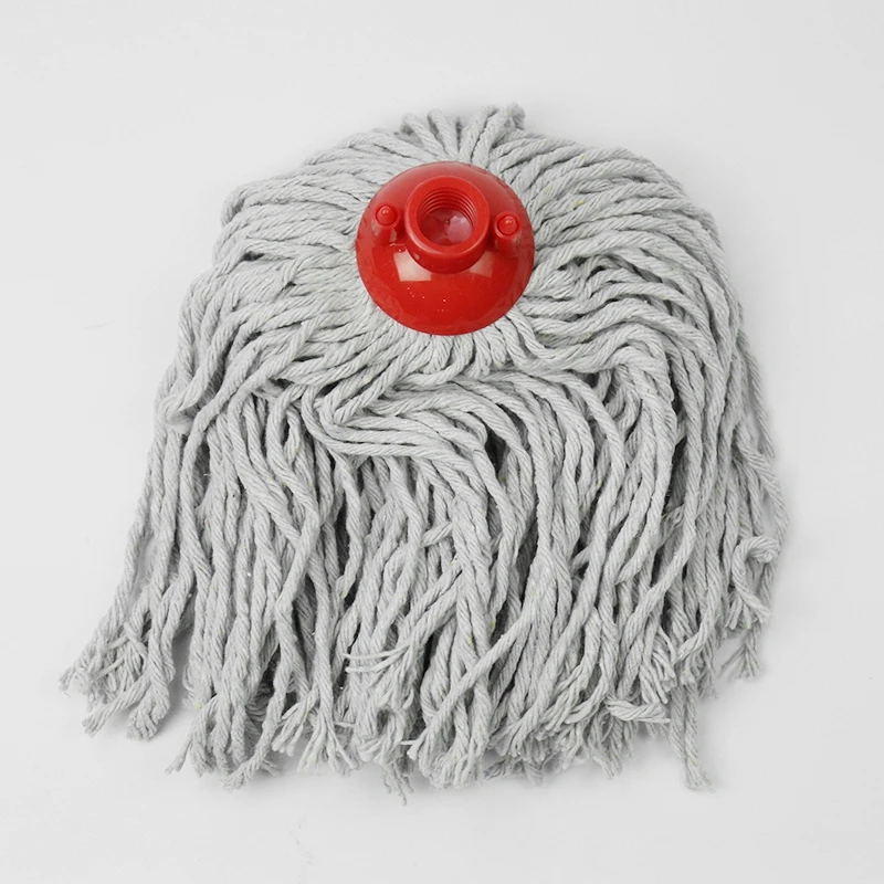 High Quality White Cotton Mop Head Plastic Screw Head Best Water Absorbent Wet Cotton Yarn Strip Mop