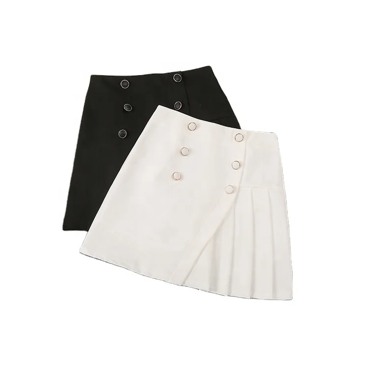New Half-length Zipper Mini Cropped Dress Female 2021 Summer High-waist Mature and Charming A-line Pleated Short Skirt