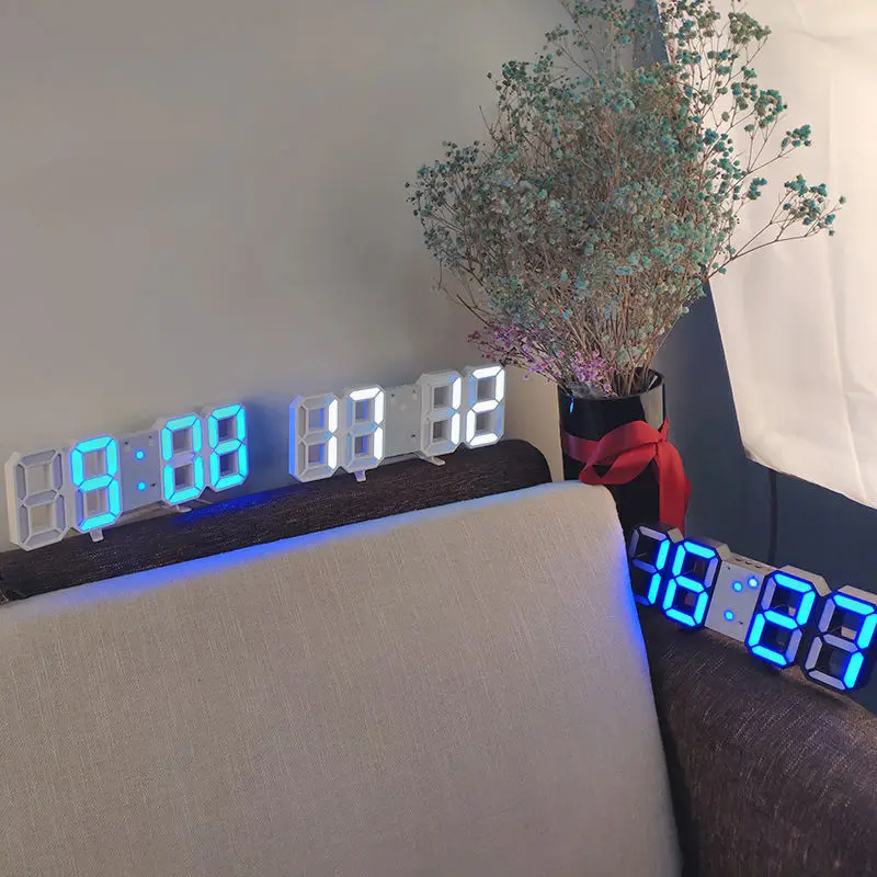 Digital Alarm Clocks Display 3 Brightness Levels Watches Nightlight Snooze Home Kitchen Office Moment 3d Led Wall Clock