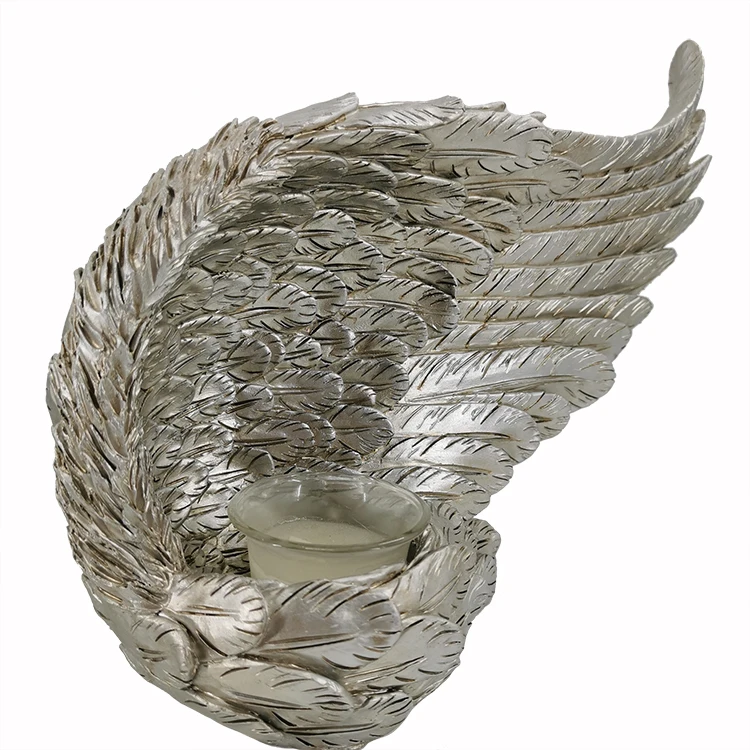 Европейский стиль полирезиновые религиозные поделки на заказ в форме крыла из смолы подсвечник из смолы