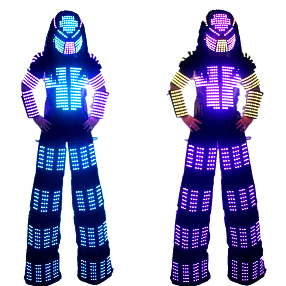  Разноцветный светящийся костюм со светодиодной подсветкой RGB для одежды костюм-робот стильным освещением робот-танцевальная одежда Kryoman Дэвид