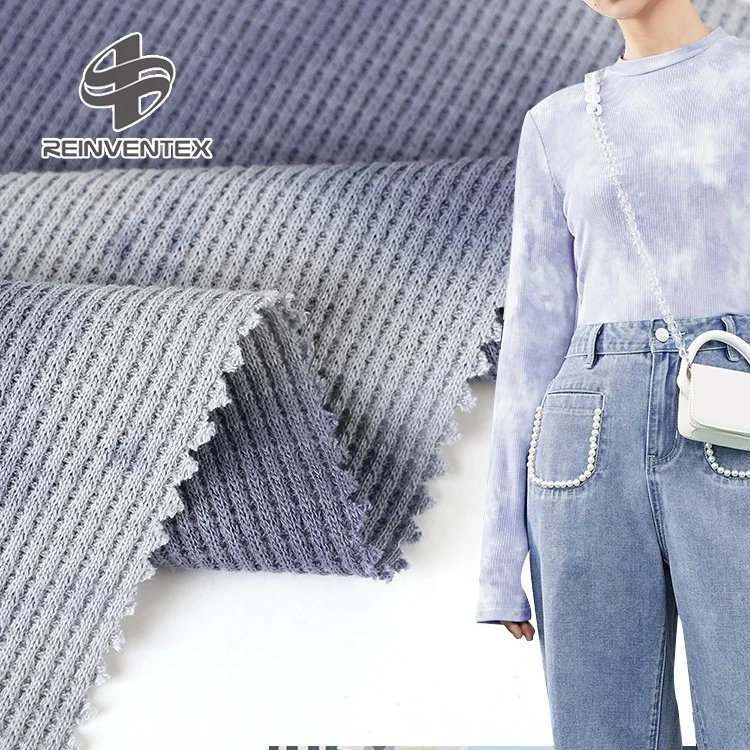 9569 accept custom comfortable breathable tie dyed waffle design cotton modal knitted jersey fabric for t shirt