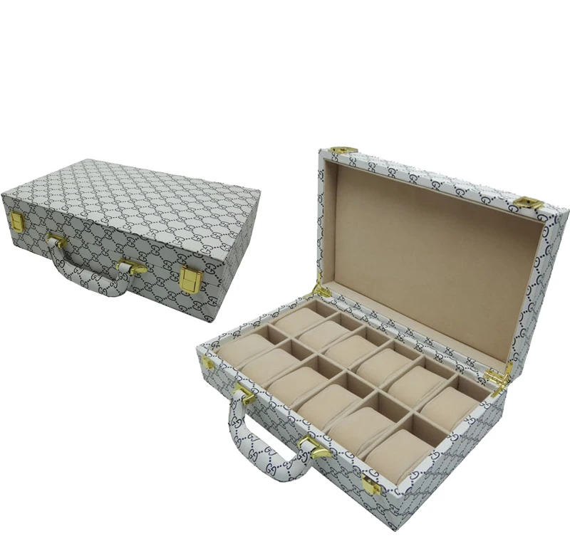 GC02-ST-12C27 watch storage display suitcase pocket watch case watch carrying case Brand new High quality with metal buckle