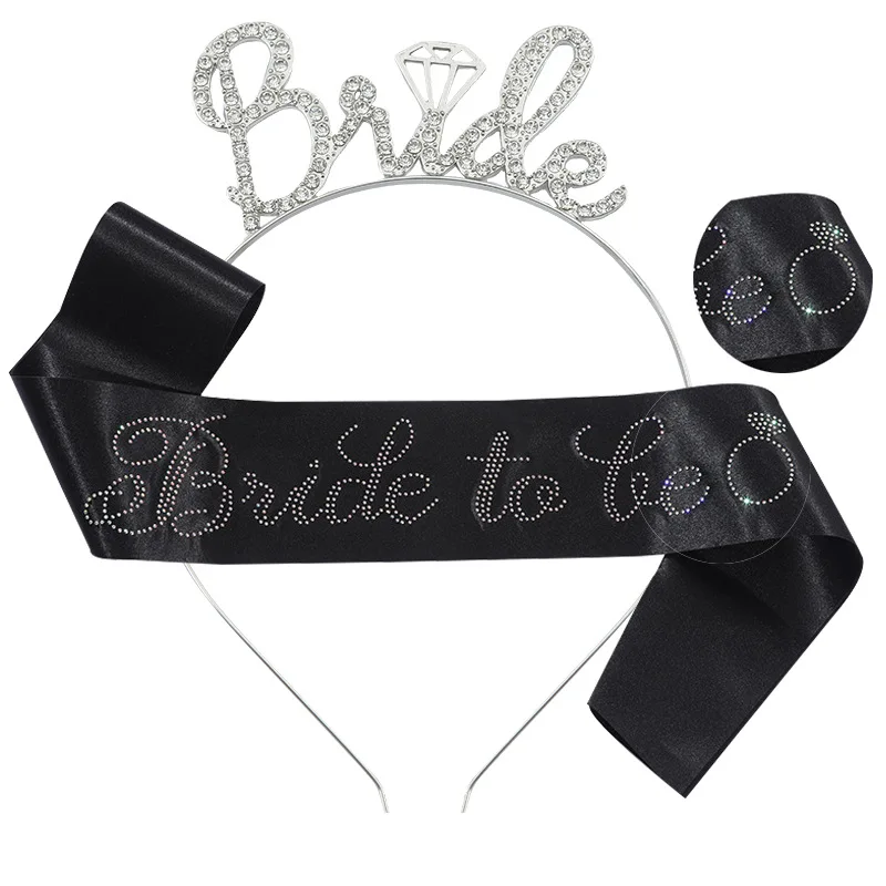 to be crowned headband ribbon bachelorette party bride crown crystal diamond sash