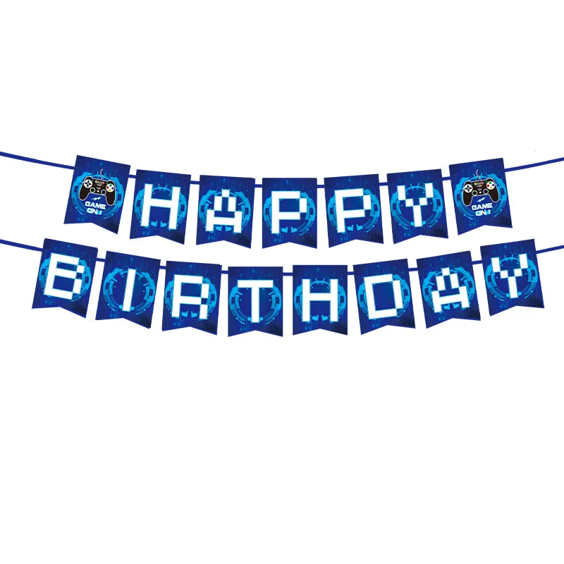 Game Birthday Party Decoration Gamepad Flag Banner Disposable Party Supplies for Birthday Picnic School Decoration