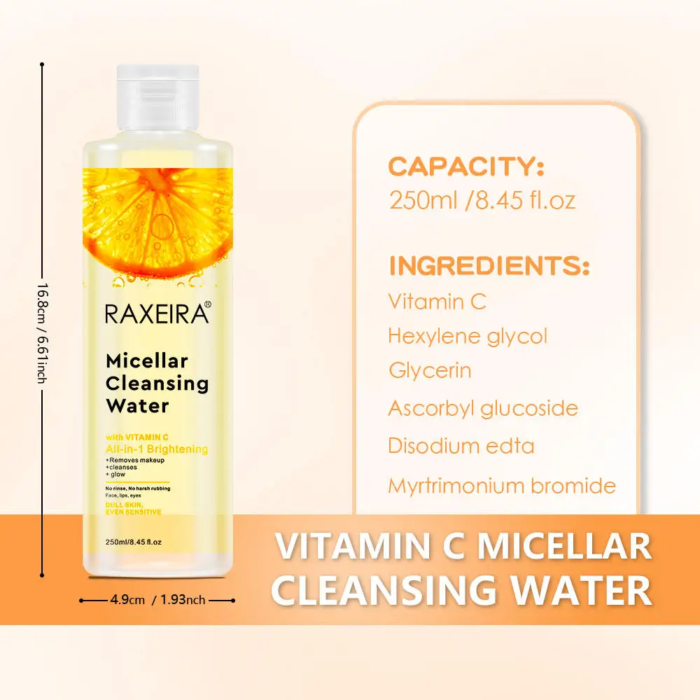 Organic Vitamin C Cleansing Water 250ml Moisturizing Micellar Water Makeup Remover
