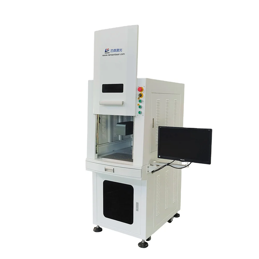 Full enclosed 50w 100w dynamic 2d 3d fiber laser deep marking machine for metal engraving cutting 300*300mm/400*400mm