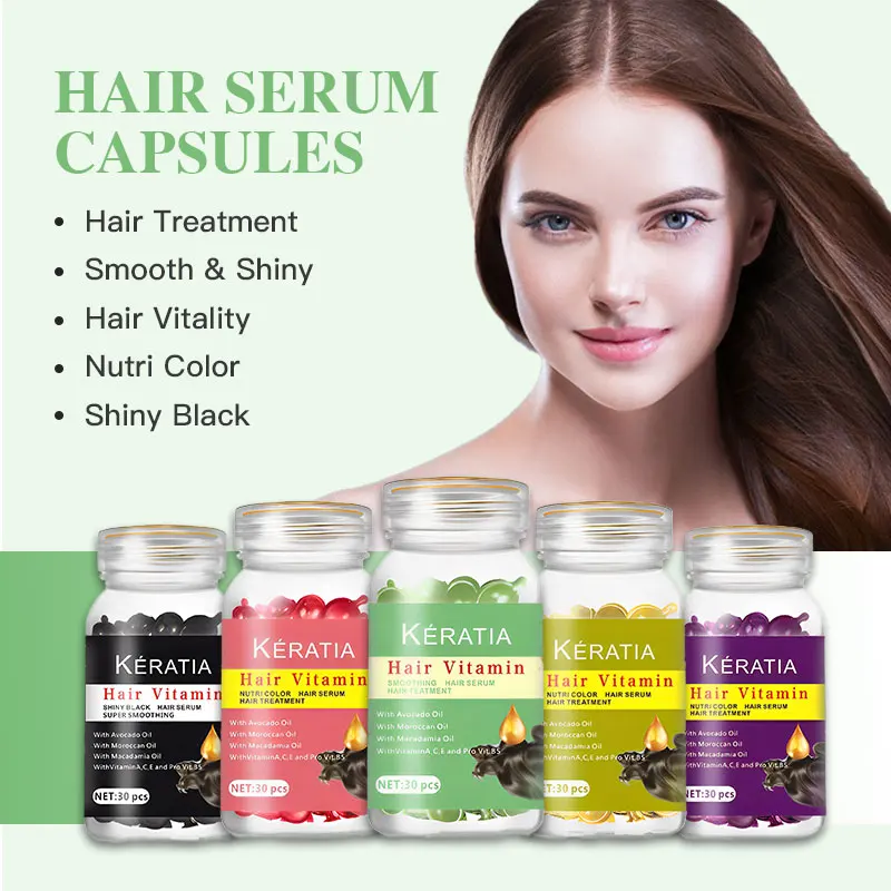 30pcs / bottle Organic Hair Vitamin with Argan Smooth Treatment Care Castor Oil for Hair Growth hair vitamin capsule