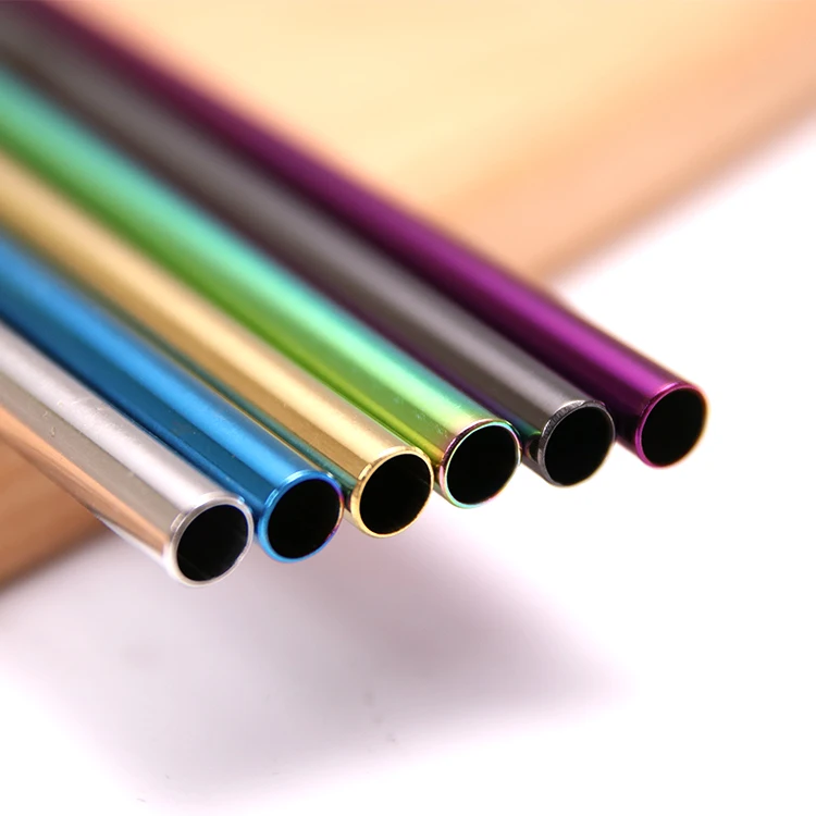 Розовые экологически чистые коктейльные соломинки из нержавеющей стали на заказ цветная упаковка многоразовые металлические