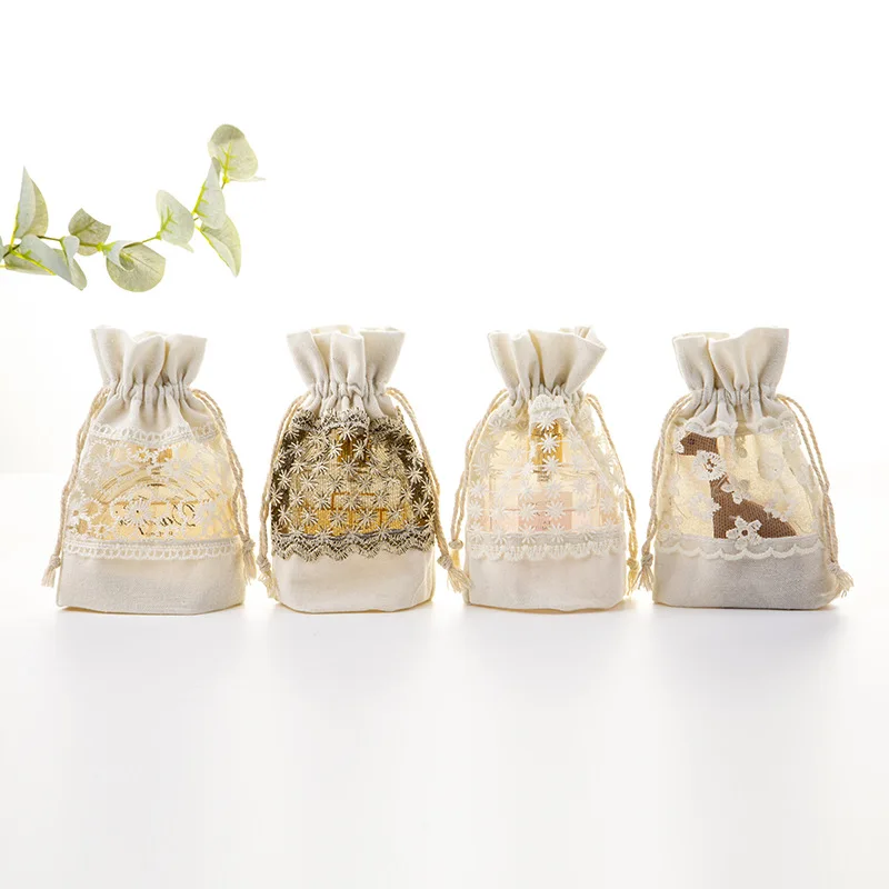 10x14cm Transparent Gift Bag White Lace Mesh Clear Make UP Perfume Jewelry Small Pouch Bag Drawstring Packaging Bags