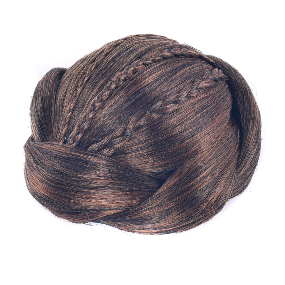 Synthetic Hair Pieces Braided Chignon Black Brown Hair Buns for Women Bun Cover Hairpieces Afro Scrunchies