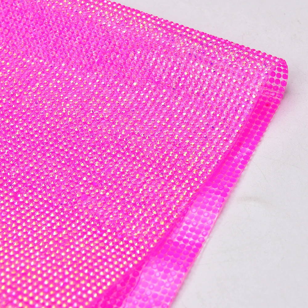 Bling Flat Back Resin Jelly Self Adhesive Sheet or Hot Fix to Fabric Rhinestone Decor Mesh Roll for Wedding Bling Trim AB