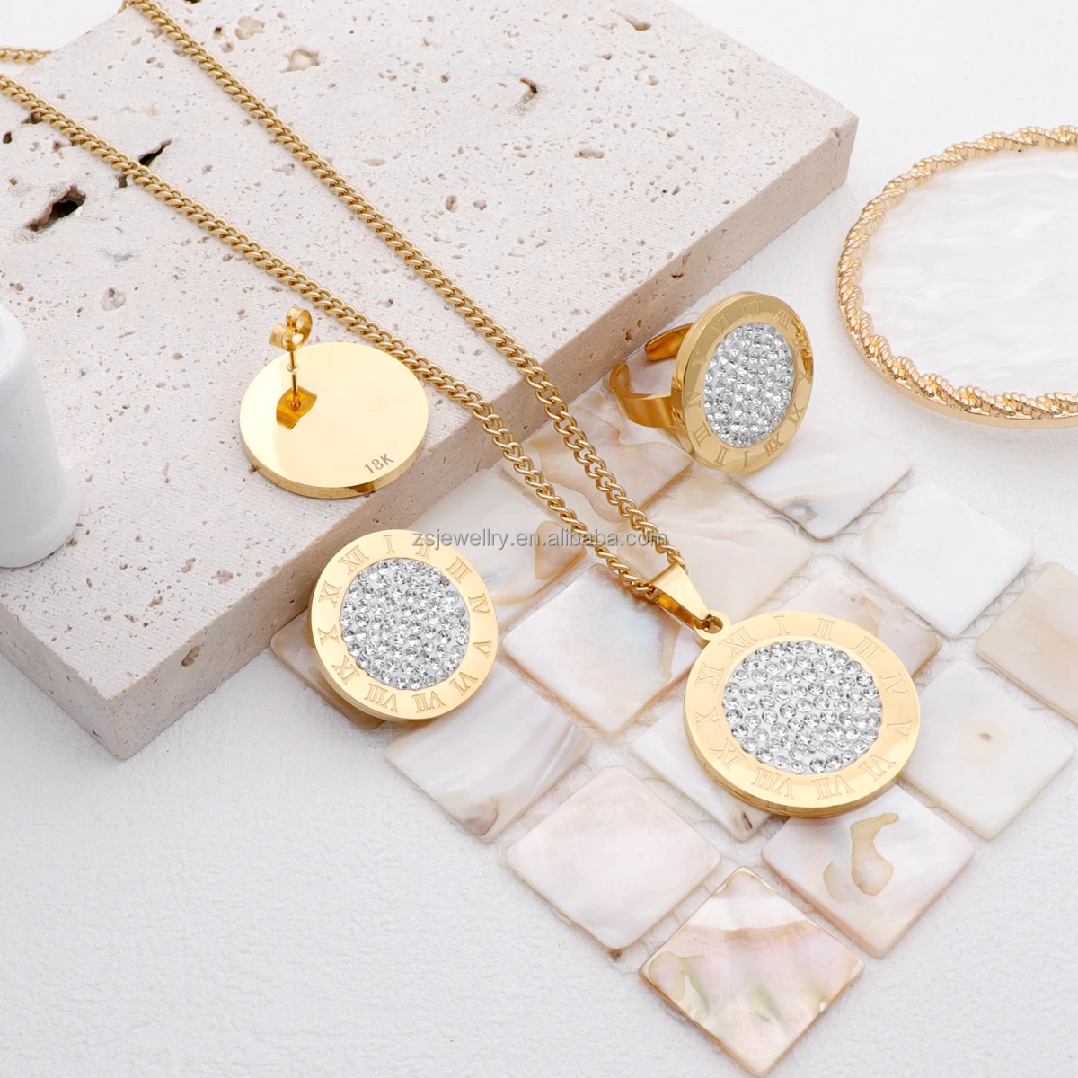 Fashion Kids Gold Plated Girl Stainless Steel Jewelry Ring Enamel Colorful African Set Cute Design Stone Design Jewelry Sets